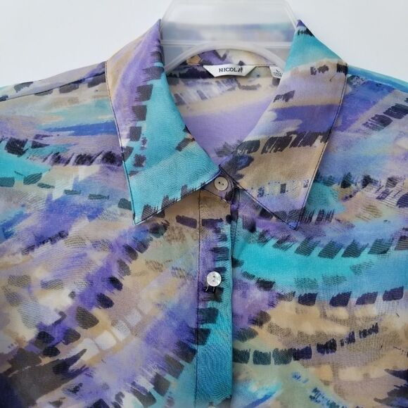 NICOLE 3/4 SLEEVED SEMI SHEER BLOUSE. SZ L - Picture 5 of 14